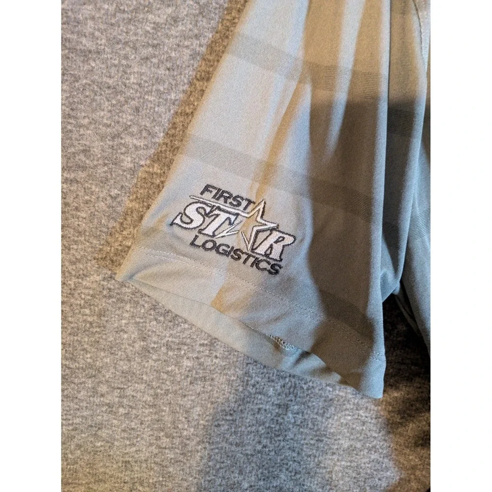 NIKE Shirt Men's Golf 1/4‎ Button  Dri-Fit Gray Striped Polo Golf Size L
